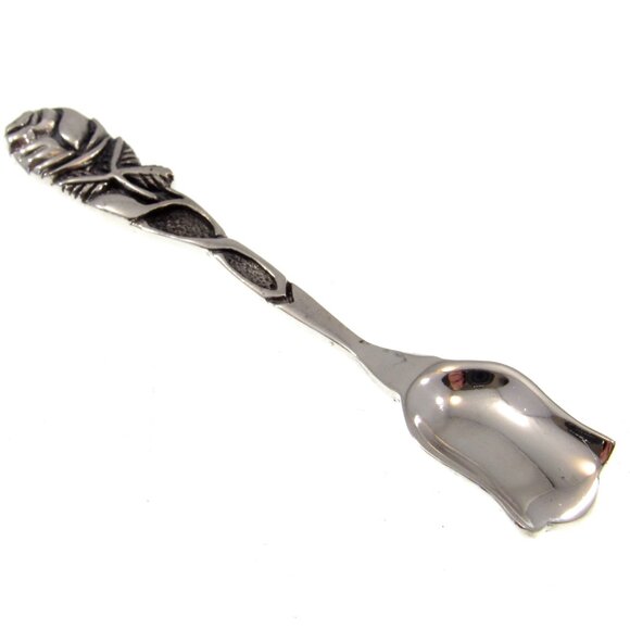 Solid 925 Sterling Silver Viking Rose Bush Salt Spoon Celtic Herb Server Shovel - Picture 4 of 9